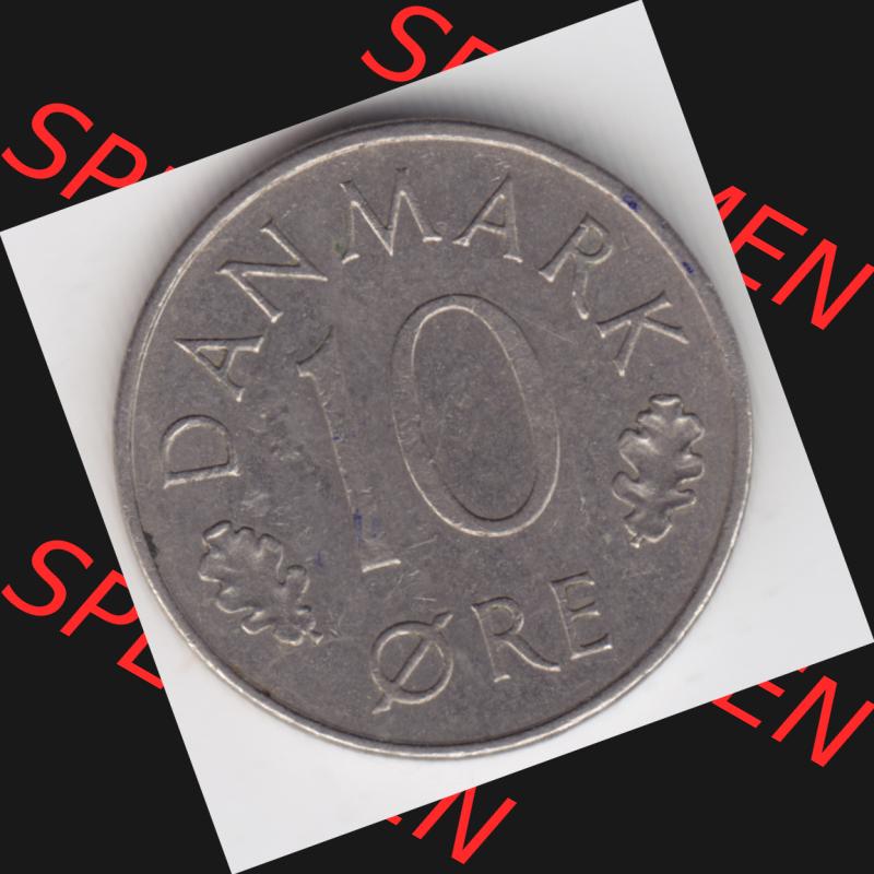 Umlaufmünzen Dänemark: 1973, 10 Öre. Vorderseite der alten dänischen Umlaufmünze aus Dänemark zum katalogisieren und verwalten im Münzen-Katalog Dänemark... Sammlung