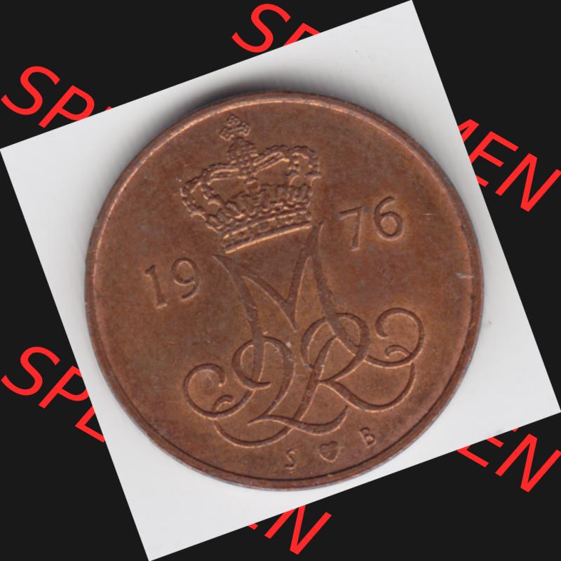 Umlaufmünzen Dänemark: 1976, 5 Öre. Rückseite der alten dänischen Umlaufmünze aus Dänemark zum katalogisieren und verwalten im Münzen-Katalog... Sammlung