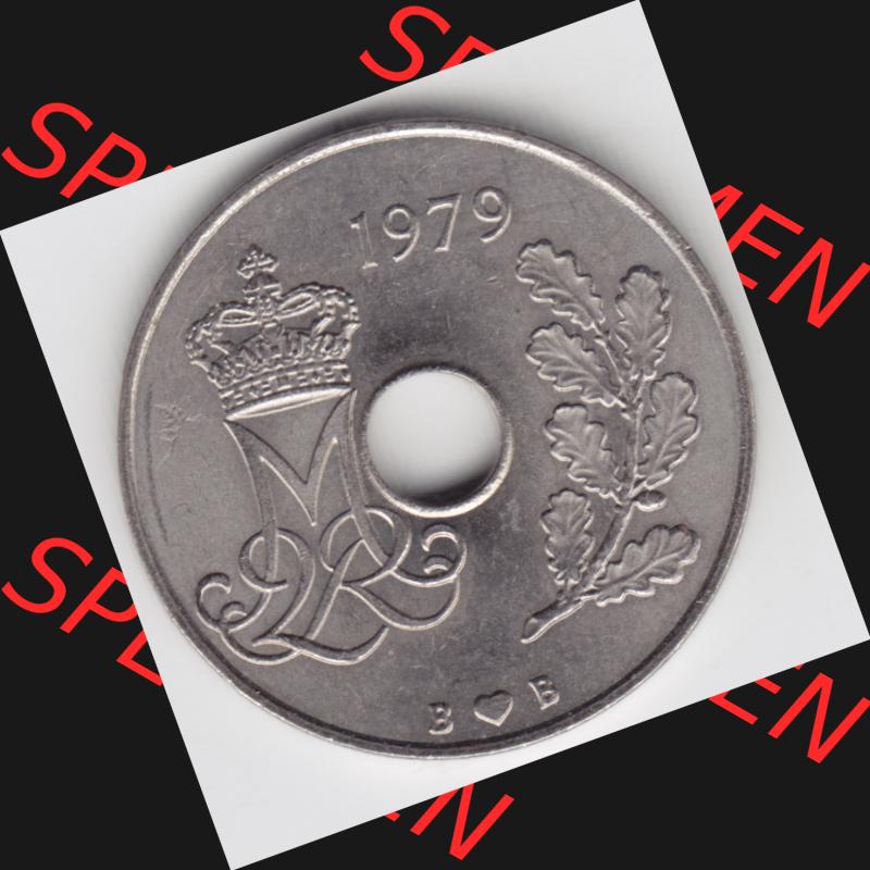 Umlaufmünzen Dänemark: 1979, 25 Öre. Rückseite der alten dänischen Umlaufmünze aus Dänemark zum katalogisieren und verwalten im Münzen-Katalog... Sammlung