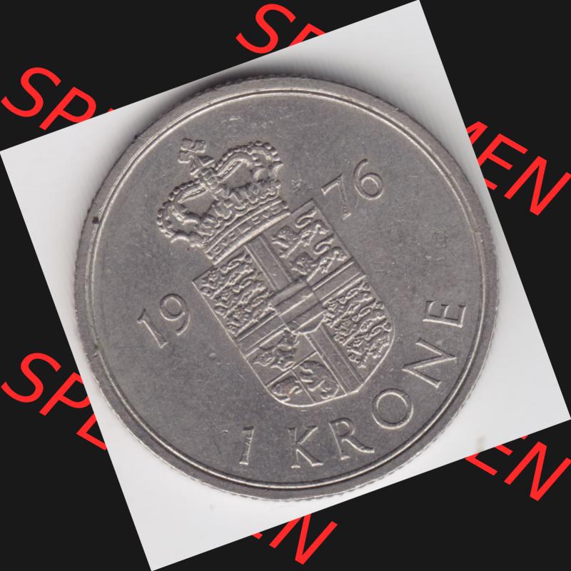 Umlaufmünzen Dänemark: 1976, 1 Krone. Vorderseite der alten dänischen Umlaufmünze aus Dänemark zum katalogisieren und verwalten im Münzen-Katalog Dänemark... Sammlung