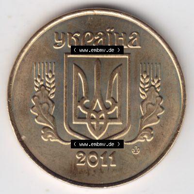 Umlaufmünzen Ukraine: 2001-2016, 25 Kopeken. Vorderseite der Münze der Ukraine als Bildmaterial für Sammler und Münzen-Webseiten hier im online Katalog und Datenbank... Sammlung