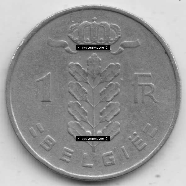 Grau bzw. s/w Münzen Belgien Umlaufmünze 1950-1988, 1 Francs-Franken 1951 Belgie. Vorderseite der alten belgischen Francs Umlaufmünze aus Belgien vor Einführung der Euromünzen in... Sammlung Graustufen