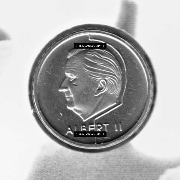 Grau bzw. s/w Münzen Belgien Umlaufmünze Münzsatz Sabena 1998, 50 Francs. Rückseite der alten belgischen Francs Umlaufmünze aus Belgien vor Einführung der Euromünzen in... Sammlung Graustufen
