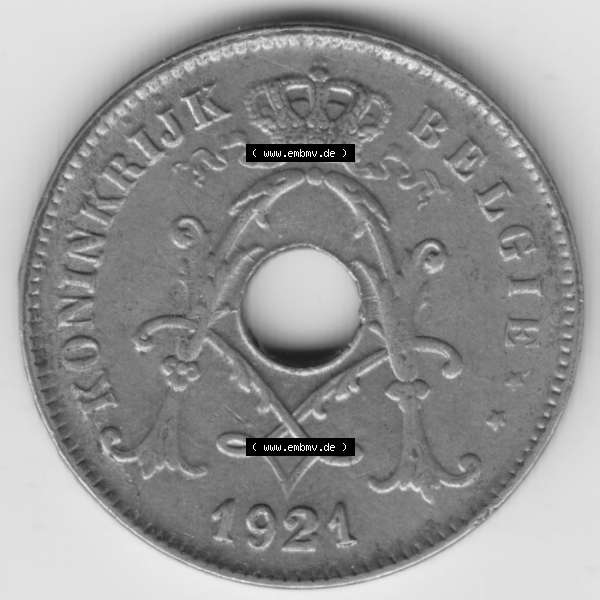 Grau bzw. s/w Münzen Belgien Umlaufmünze 1920-1930, 10 Cen, Centimes, Koninkrijk Belgie. Rückseite der alten belgischen Francs Umlaufmünze aus Belgien vor Einführung... Sammlung Graustufen