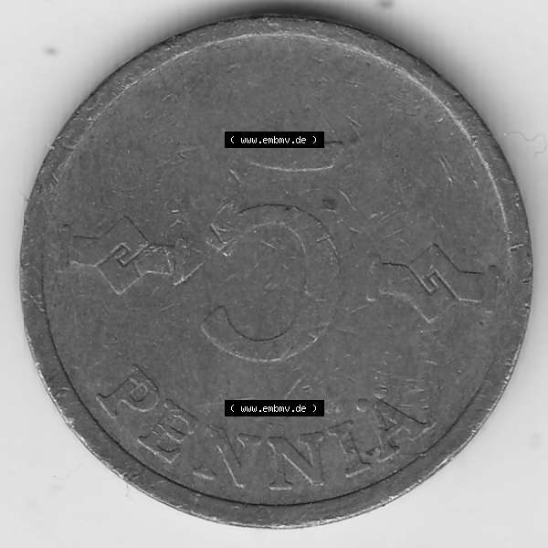 Grau bzw. s/w Münzen Finnland, SUOMI Umlaufmünze 1963-1977, 5 Penniä 1971. Vorderseite der alten finnischen Umlaufmünze aus Finnland SUOMI zum katalogisieren und verwalten im Münzen-Katalog... Sammlung Graustufen