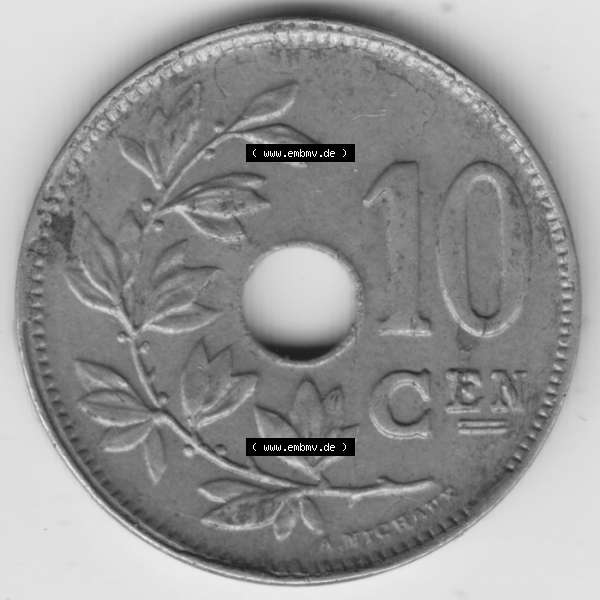 Grau bzw. s/w Münzen Belgien Umlaufmünze 1920-1930, 10 Cen, Centimes, Koninkrijk Belgie. Vorderseite der alten belgischen Francs Umlaufmünze aus Belgien vor Einführung der... Sammlung Graustufen