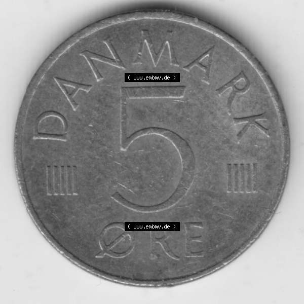 Grau bzw. s/w Münzen Dänemark Umlaufmünze 1982-1988, 5 Öre 1982 Kursmünzen. Vorderseite der alten dänischen Umlaufmünze aus Dänemark zum katalogisieren und verwalten... Sammlung Graustufen