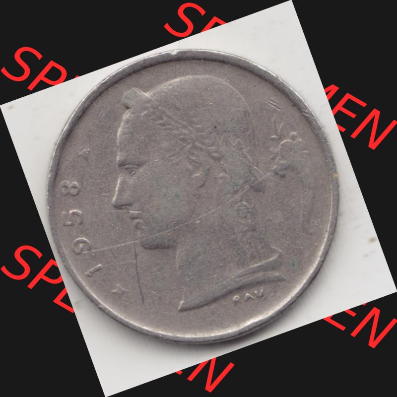 Münzen Belgien Umlaufmünze 1950-1988, 1 Francs-Franken 1958 Belgique, Bild mit Rückseite der Münze zum Download Sammlung