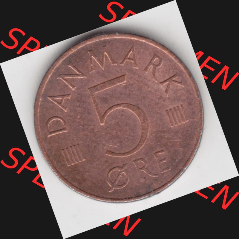 Münzen Dänemark Umlaufmünze 1982-1988, 5 Öre 1982 Kursmünzen. Vorderseite der alten dänischen Umlaufmünze aus Dänemark zum katalogisieren und verwalten... Sammlung