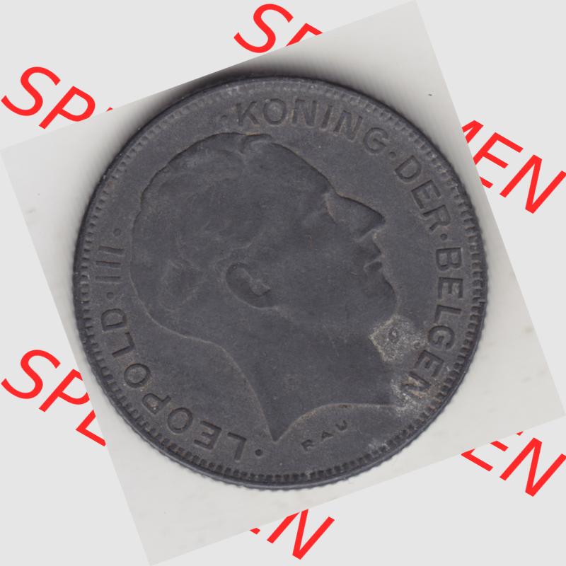 Münzen Belgien Umlaufmünze 1941-1946, 5 Franken 1941, Der Belgen. Rückseite der alten belgischen Francs Umlaufmünze aus Belgien vor Einführung der Euromünzen... Sammlung