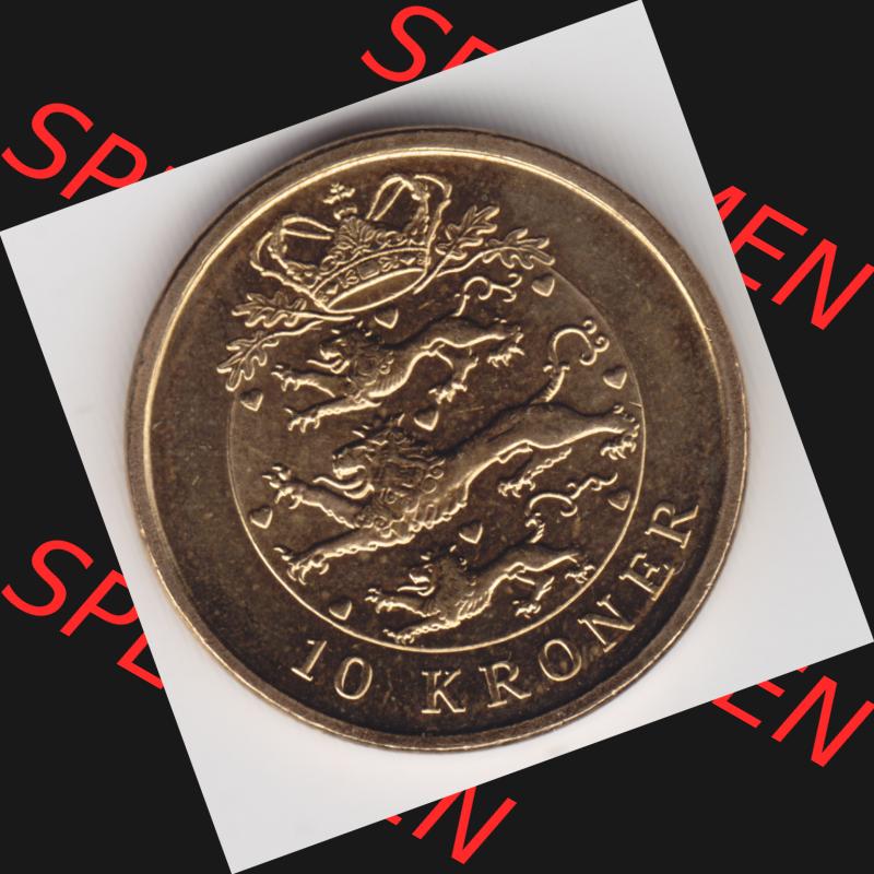 Münzen Dänemark Umlaufmünze 2008, 10 Kroner, Kronen. Vorderseite der alten dänischen Umlaufmünze aus Dänemark zum katalogisieren und verwalten im Münzen-Katalog... Sammlung