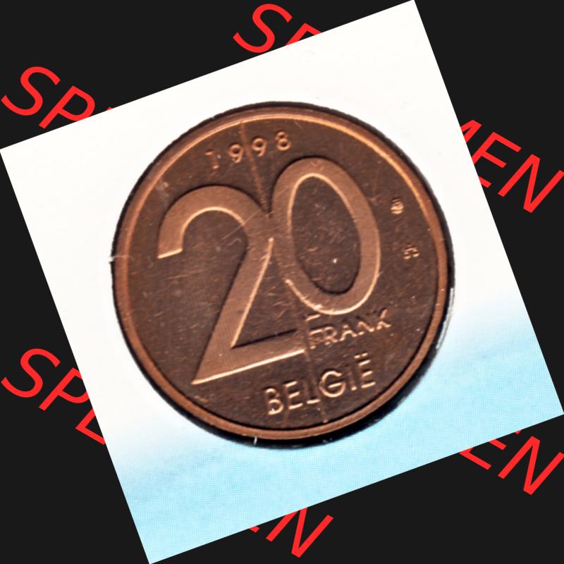 Münzen Belgien Umlaufmünze Münzsatz Sabena 1998, 20 Frank. Vorderseite der alten belgischen Francs Umlaufmünze aus Belgien vor Einführung der Euromünzen in Belgien... Sammlung
