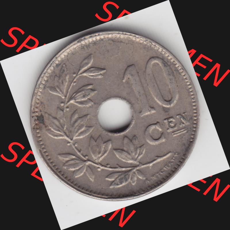 Münzen Belgien Umlaufmünze 1920-1930, 10 Cen, Centimes, Koninkrijk Belgie. Vorderseite der alten belgischen Francs Umlaufmünze aus Belgien vor Einführung der... Sammlung
