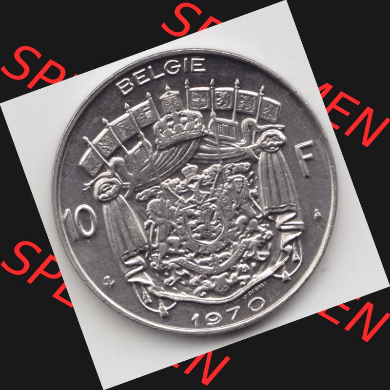 Münzen Belgien Umlaufmünze 1969-1979, 10 Francs 1970 Belgie. Vorderseite der alten belgischen Francs Umlaufmünze aus Belgien vor Einführung der Euromünzen in Belgien... Sammlung