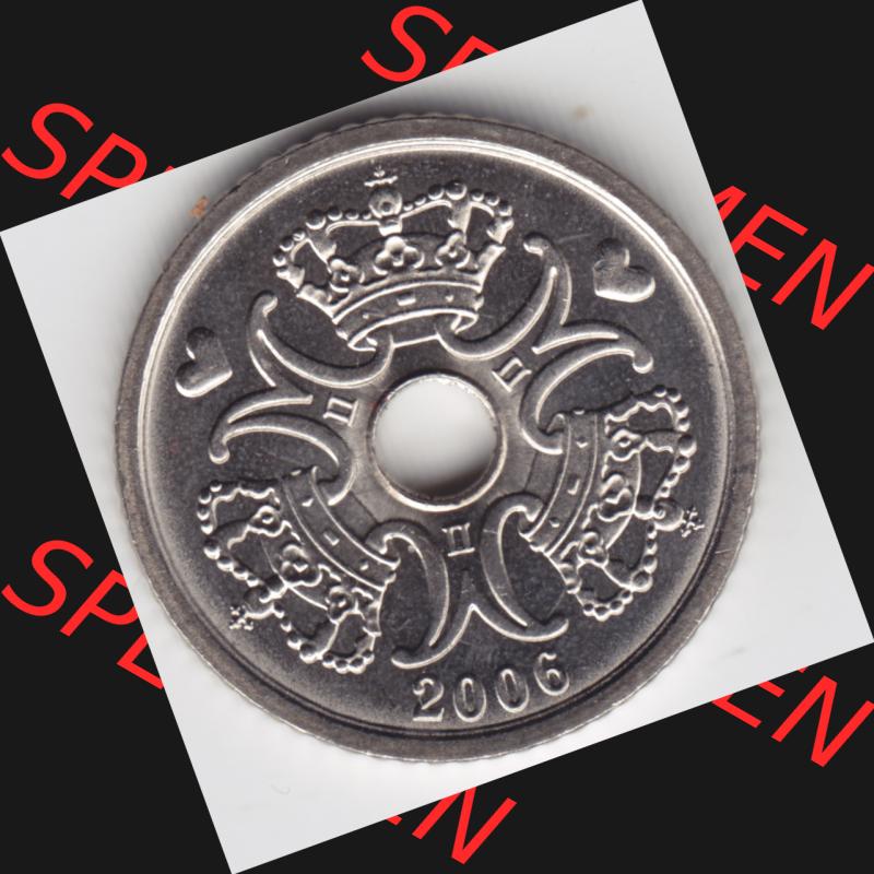Münzen Dänemark Umlaufmünze 2006, 1 Krone. Rückseite der alten dänischen Umlaufmünze aus Dänemark zum katalogisieren und verwalten im Münzen-Katalog... Sammlung