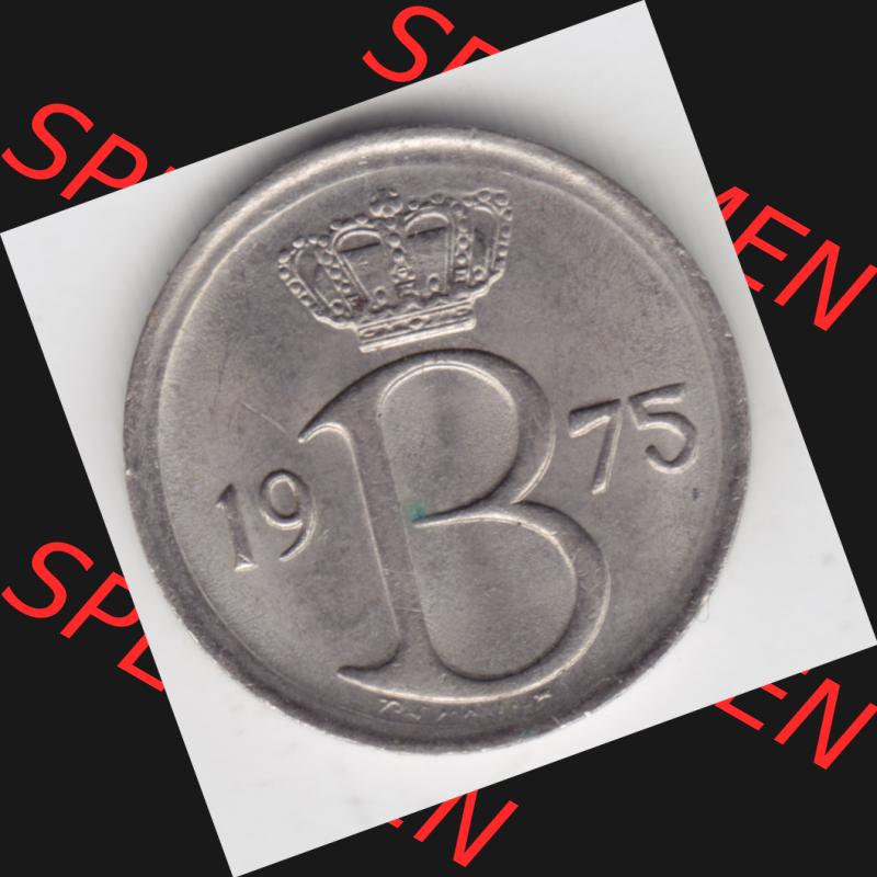 Münzen Belgien Umlaufmünze 1964-1975, 25 Centimes 1975 Belgique. Rückseite der alten belgischen Francs Umlaufmünze aus Belgien vor Einführung der Euromünzen in... Sammlung