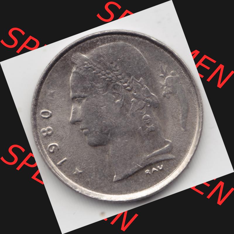 Münzen Belgien Umlaufmünze 1950-1988, 1 Franc 1980 Belgique. Rückseite der alten belgischen Francs Umlaufmünze aus Belgien vor Einführung der Euromünzen in Belgien... Sammlung