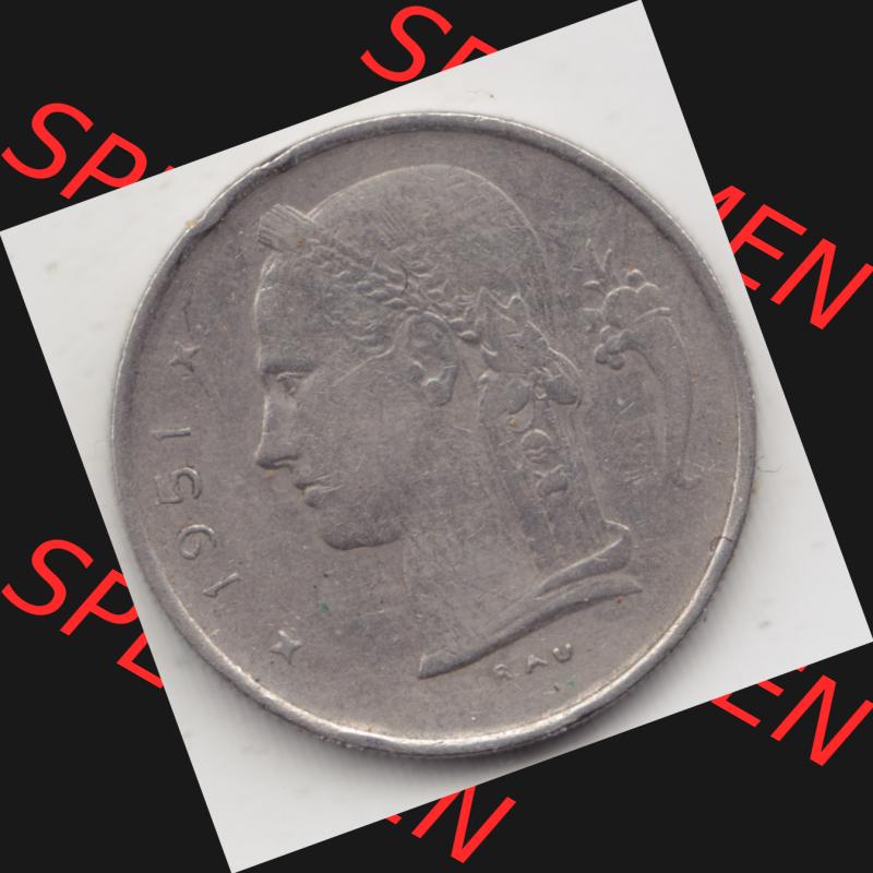 Münzen Belgien Umlaufmünze 1950-1988, 1 Francs-Franken 1951 Belgie. Rückseite der alten belgischen Francs Umlaufmünze aus Belgien vor Einführung der Euromünzen... Sammlung