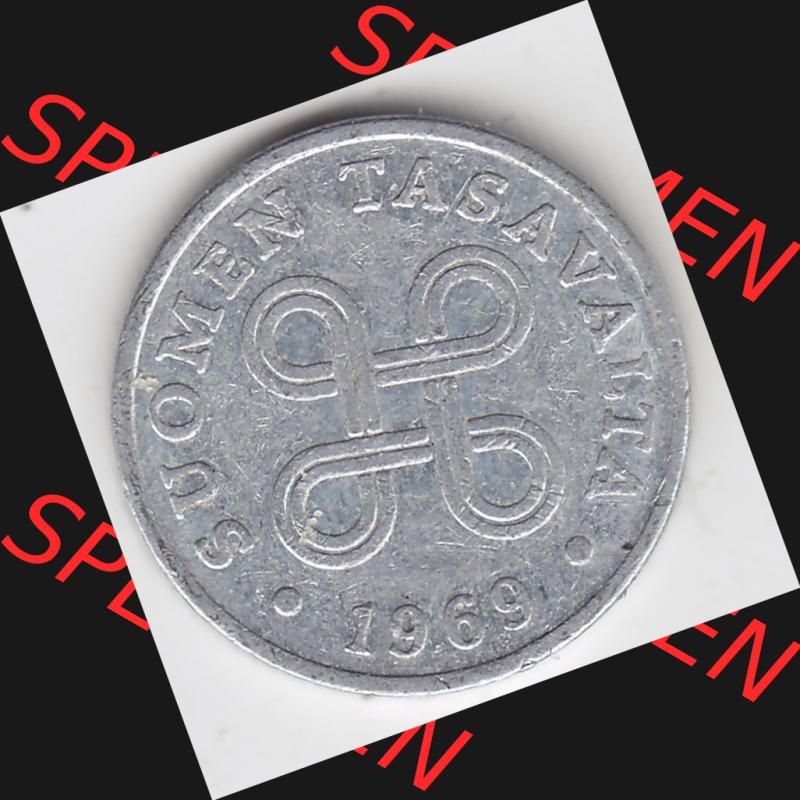 Münzen Finnland, SUOMI Umlaufmünze 1969-1979, 1 Penni 1969. Rückseite der alten finnischen Umlaufmünze aus Finnland SUOMI zum katalogisieren und verwalten im Münzen-Katalog... Sammlung