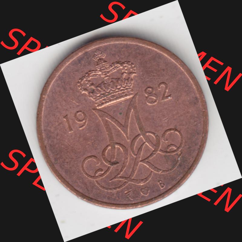 Münzen Dänemark Umlaufmünze 1982-1988, 5 Öre 1982 Kursmünzen. Rückseite der alten dänischen Umlaufmünze aus Dänemark zum katalogisieren und verwalten... Sammlung