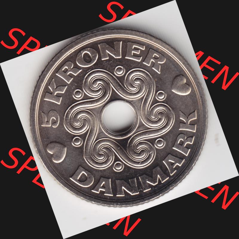 Münzen Dänemark Umlaufmünze 2013, 5 Kroner, Kronen. Vorderseite der alten dänischen Umlaufmünze aus Dänemark zum katalogisieren und verwalten im Münzen-Katalog... Sammlung