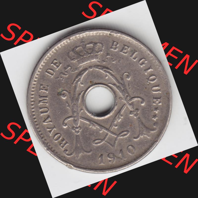 Münzen Belgien Umlaufmünze 1910-1932, 5 Ces, Centimes Koninkrijk Belgie. Rückseite der alten belgischen Francs Umlaufmünze aus Belgien vor Einführung der Euromünzen... Sammlung