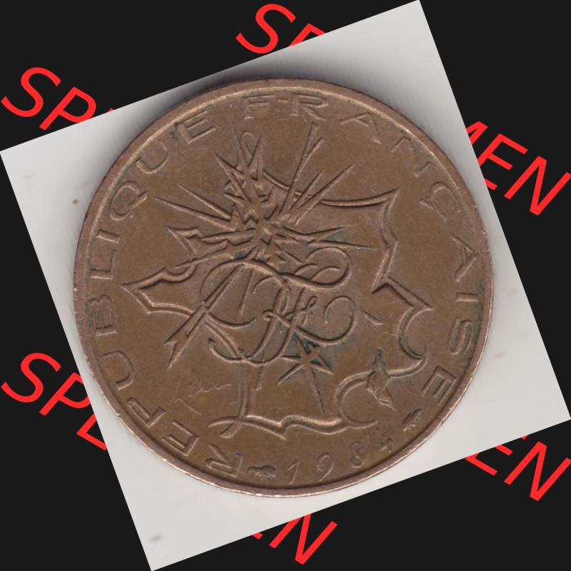 Münze Frankreich 1974-1987, 10 Franken-Francs 1984. Rückseite der alten französischen Umlaufmünze aus Frankreich in der Francs-Währung zum katalogisieren und verwalten... Sammlung