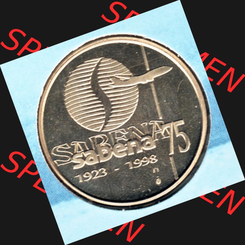 Münzen Belgien Umlaufmünze Münzsatz Sabena 1998, Medaille Sabena 75, 1923-1998. Vorderseite der alten belgischen Francs Umlaufmünze aus Belgien vor Einführung... Sammlung