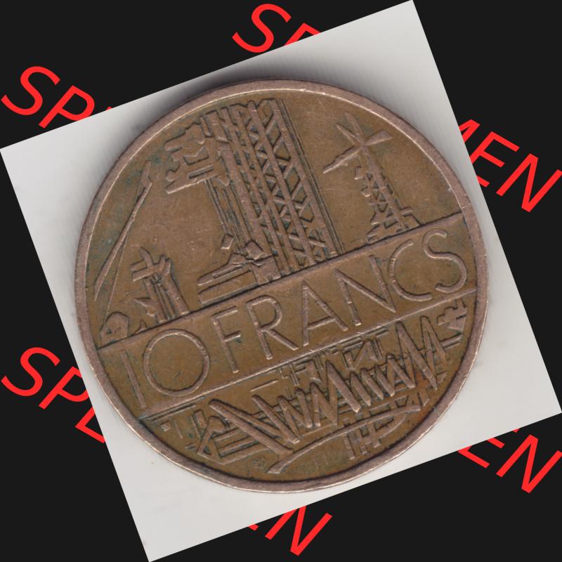 Münze Frankreich 1974-1987, 10 Franken-Francs 1976. Vorderseite der alten französischen Umlaufmünze aus Frankreich in der Francs-Währung zum katalogisieren und verwalten... Sammlung