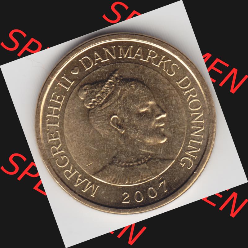 Münzen Dänemark Umlaufmünze 2007, 20 Kroner, Kronen. Rückseite der alten dänischen Umlaufmünze aus Dänemark zum katalogisieren und verwalten im Münzen-Katalog... Sammlung