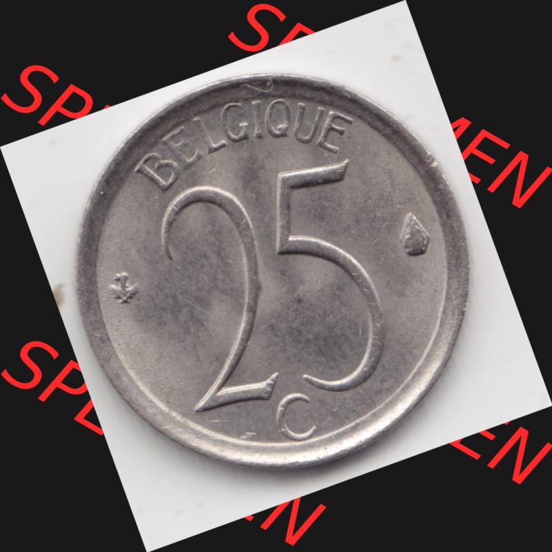 Münzen Belgien Umlaufmünze 1964-1975, 25 Centimes 1975 Belgique. Vorderseite der alten belgischen Francs Umlaufmünze aus Belgien vor Einführung der Euromünzen in Belgien... Sammlung
