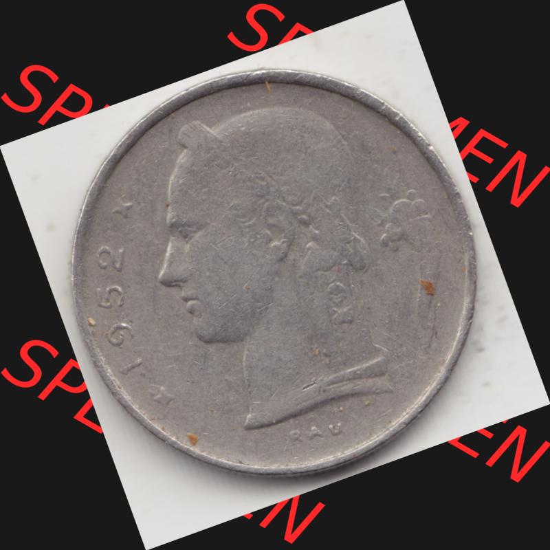Münzen Belgien Umlaufmünze 1950-1988, 1 Francs-Franken 1952 Belgique. Rückseite der alten belgischen Francs Umlaufmünze aus Belgien vor Einführung der Euromünzen... Sammlung