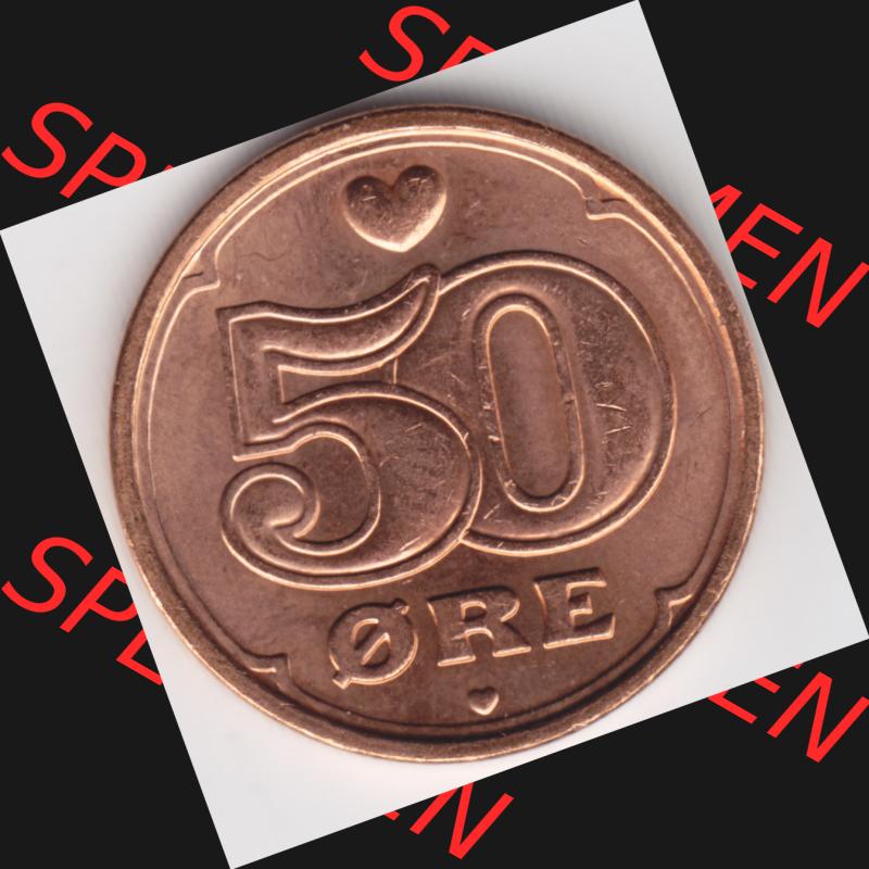Münzen Dänemark Umlaufmünze 2007 50 Öre. Vorderseite der alten dänischen Umlaufmünze aus Dänemark zum katalogisieren und verwalten im Münzen-Katalog Dänemark... Sammlung
