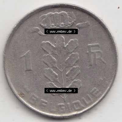 Münzen Belgien Umlaufmünze 1950-1988, 1 Francs-Franken 1967 Belgique. Vorderseite der alten belgischen Francs Umlaufmünze aus Belgien vor Einführung der Euromünzen... Sammlung