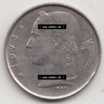 Münzen Belgien Umlaufmünze 1950-1988, 1 Francs-Franken 1973 Belgique. Rückseite der alten belgischen Francs Umlaufmünze aus Belgien vor Einführung der Euromünzen... Sammlung