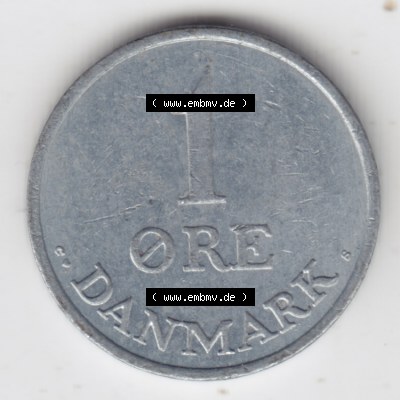 Münzen Dänemark Umlaufmünze 1956-1971, 1 Öre 1970 Kursmünze. Vorderseite der alten dänischen Umlaufmünze aus Dänemark zum katalogisieren und verwalten... Sammlung