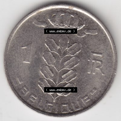 Münzen Belgien Umlaufmünze 1950-1988, 1 Franc 1980 Belgique. Vorderseite der alten belgischen Francs Umlaufmünze aus Belgien vor Einführung der Euromünzen in Belgien... Sammlung