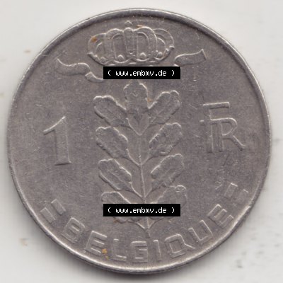Münzen Belgien Umlaufmünze 1950-1988, 1 Francs-Franken 1973 Belgique. Vorderseite der alten belgischen Francs Umlaufmünze aus Belgien vor Einführung der Euromünzen... Sammlung