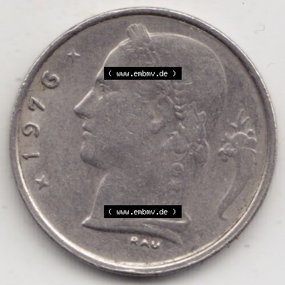 Münzen Belgien Umlaufmünze 1950-1988, 1 Francs-Franken 1976 II. Belgique, Bild mit Rückseite der Münze zum Download Sammlung