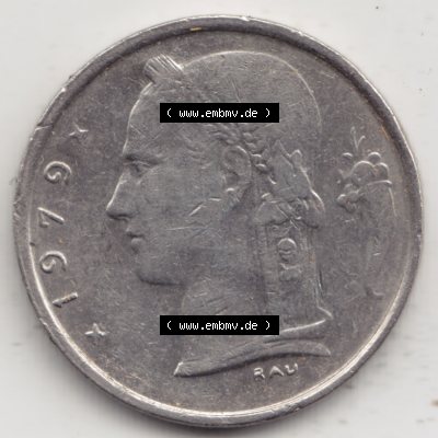 Münzen Belgien Umlaufmünze 1950-1988, 1 Francs-Franken 1979 Belgique. Rückseite der alten belgischen Francs Umlaufmünze aus Belgien vor Einführung der Euromünzen... Sammlung