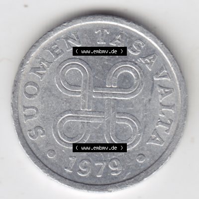 Münzen Finnland, SUOMI Umlaufmünze 1977-1990, 5 Penniä 1979. Rückseite der alten finnischen Umlaufmünze aus Finnland SUOMI zum katalogisieren und verwalten im... Sammlung