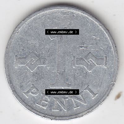 Münzen Finnland, SUOMI Umlaufmünze 1969-1979, 1 Penni 1969. Vorderseite der alten finnischen Umlaufmünze aus Finnland SUOMI zum katalogisieren und verwalten im Münzen-Katalog... Sammlung
