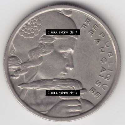 Münze Frankreich 1954-1958; 100 Francs, Franken Typ I. 1955. Rückseite der alten französischen Umlaufmünze aus Frankreich in der Francs-Währung zum katalogisieren... Sammlung