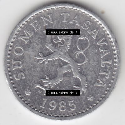 Münzen Finnland, SUOMI Umlaufmünze 1983-1990, 10 Penniä 1985. Rückseite der alten finnischen Umlaufmünze aus Finnland SUOMI zum katalogisieren und verwalten... Sammlung