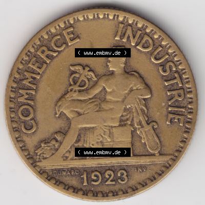 Münze Frankreich 1920-1927, 2 Francs, Franken 1923. Rückseite der alten französischen Umlaufmünze aus Frankreich in der Francs-Währung zum katalogisieren und... Sammlung