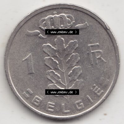Münzen Belgien Umlaufmünze 1950-1988, 1 Francs-Franken 1978 Belgie. Vorderseite der alten belgischen Francs Umlaufmünze aus Belgien vor Einführung der Euromünzen in... Sammlung