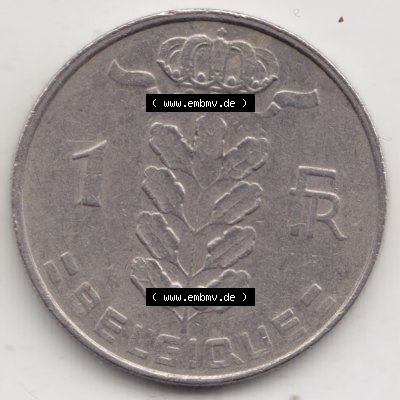 Münzen Belgien Umlaufmünze 1950-1988, 1 Francs-Franken 1976 II. Belgique. Vorderseite der alten belgischen Francs Umlaufmünze aus Belgien vor Einführung der Euromünzen... Sammlung