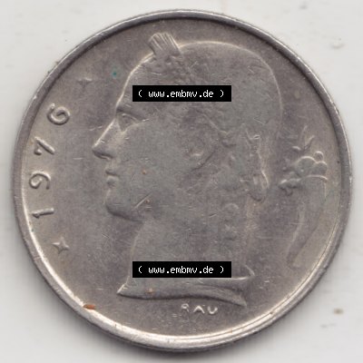 Münzen Belgien Umlaufmünze 1950-1988, 1 Francs-Franken 1976 I. Belgique. Rückseite der alten belgischen Francs Umlaufmünze aus Belgien vor Einführung der Euromünzen... Sammlung