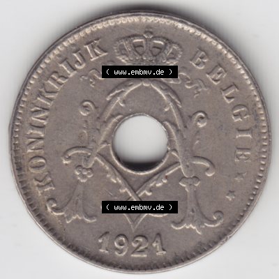 Münzen Belgien Umlaufmünze 1920-1930, 10 Cen, Centimes, Koninkrijk Belgie. Rückseite der alten belgischen Francs Umlaufmünze aus Belgien vor Einführung... Sammlung