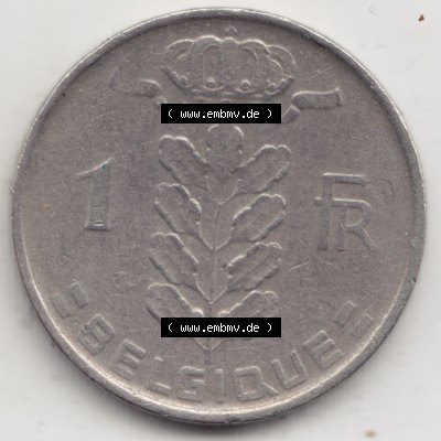 Münzen Belgien Umlaufmünze 1950-1988, 1 Francs-Franken 1958 Belgique. Vorderseite der alten belgischen Francs Umlaufmünze aus Belgien vor Einführung der Euromünzen... Sammlung